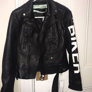 OFF-WHITE LADIES LEATHER BIKER JACKET